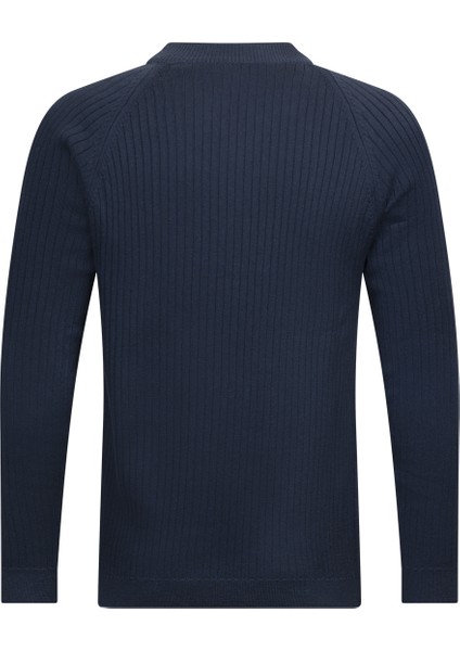 Lacivert Regular Fit Fitilli Çeyrek Balıkçı Yaka Pamuklu Triko Kazak fiyatları