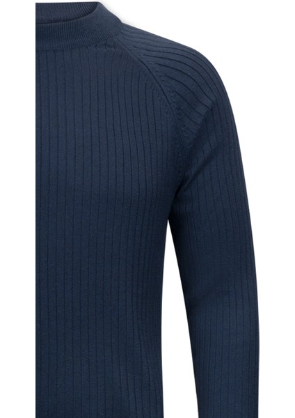 Lacivert Regular Fit Fitilli Çeyrek Balıkçı Yaka Pamuklu Triko Kazak modelleri