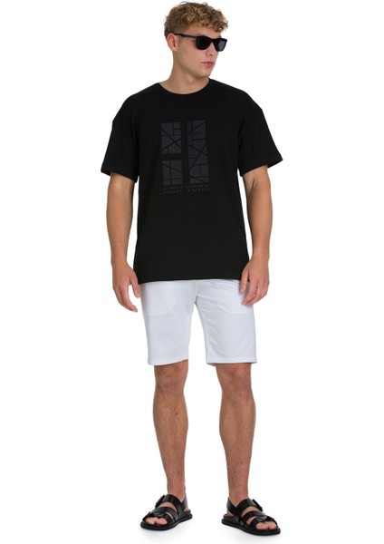 Siyah Regular Fit Bisiklet Yaka Oversize Tişört fiyatları