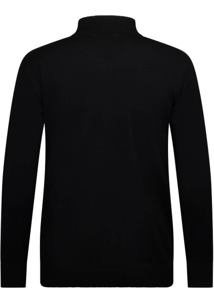 Siyah Regular Fit Fermuarlı Yarım Balıkçı Yaka Kazak fiyatları