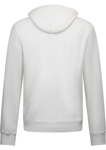 Beyaz Regular Fit Pamuklu Kapüşonlu Kanguru Cepli Sweatshirt fiyatları