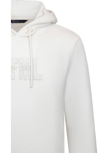 Beyaz Regular Fit Pamuklu Kapüşonlu Kanguru Cepli Sweatshirt modelleri