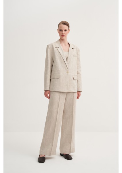 Oversize Keten Fit Blazer