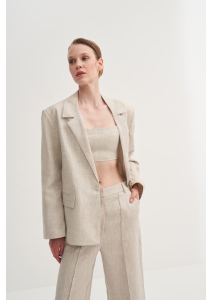 Oversize Keten Fit Blazer