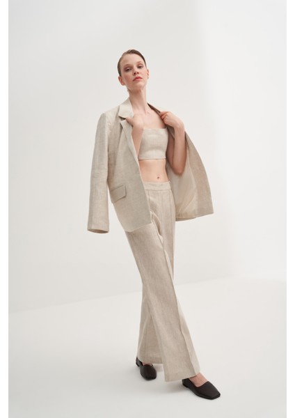 Oversize Keten Fit Blazer