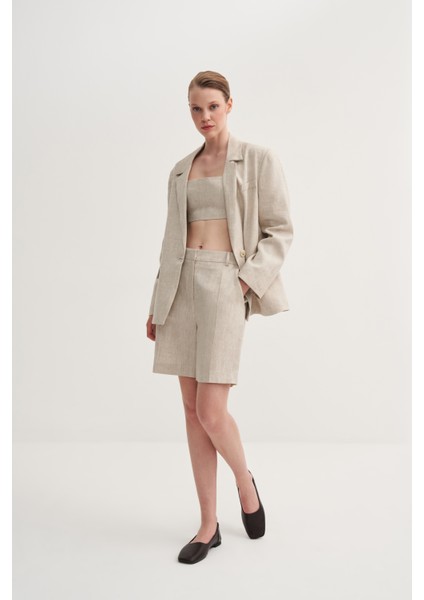 Oversize Keten Fit Blazer