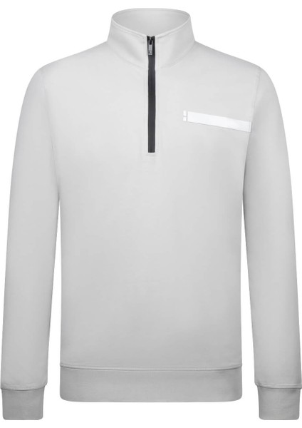 Gri Regular Fit Fermuarlı Yarım Balıkçı Yaka Pamuklu Sweatshirt