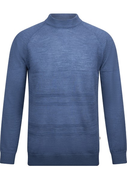 Indigo Regular Fit Çeyrek Balıkçı Yaka Yünlü Triko Kazak