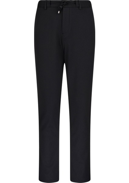 Siyah Rahat Kesim Yandan Cepli Jogger Pantolon
