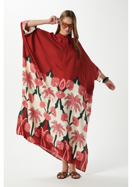 Modest Kadın Hawai %100 Viskon Maksi Boy Tarçın Uzun Yazlık Elbise modelleri