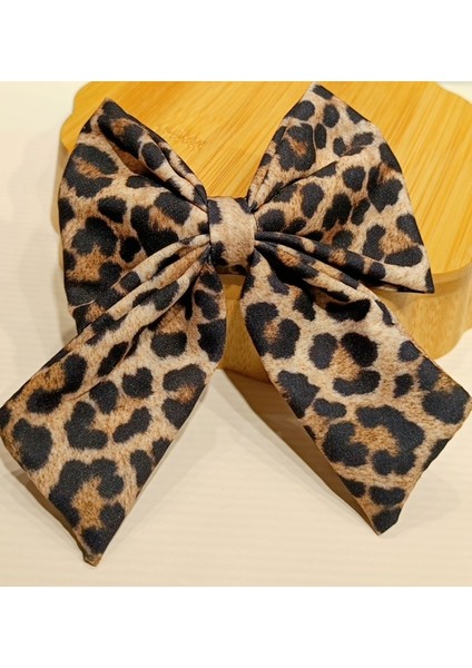 Lüks Gösterişli Leopar Figürlü Fiyonk Klips Toka