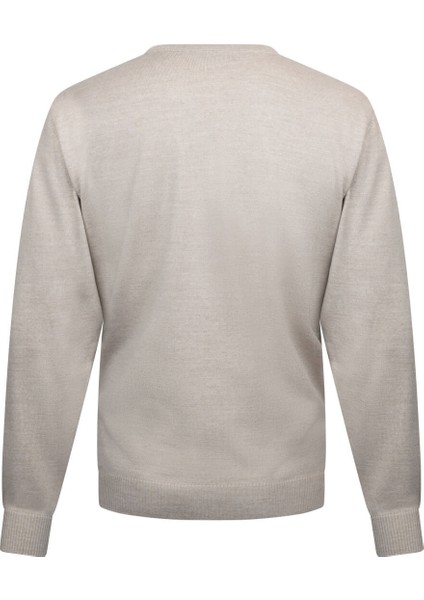 Bej Regular Fit V Yaka Yünlü Triko Kazak fiyatları