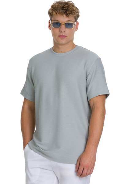 Gri Regular Fit Bisiklet Yaka Basic Tişört