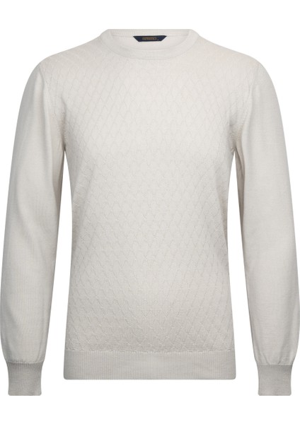 Bej Regular Fit Jakarlı Bisiklet Yaka Yünlü Triko Kazak