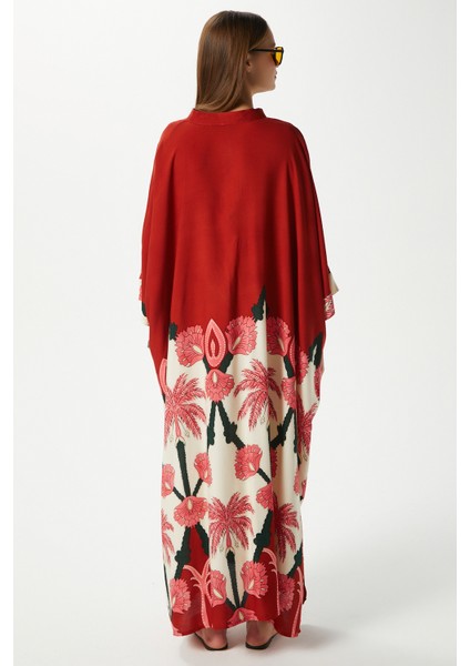 Modest Kadın Hawai %100 Viskon Maksi Boy Tarçın Uzun Yazlık Elbise