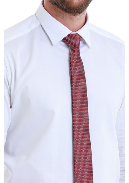 Beyaz Slim Fit Düz 100% Pamuk Slim Yaka Uzun Kollu Saten Gömlek fırsatları