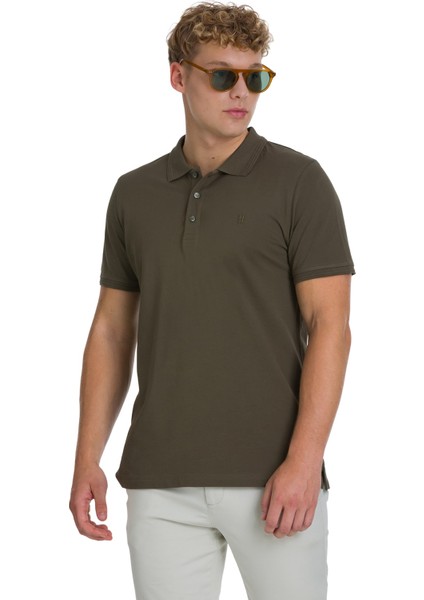 Haki Regular Fit 100% Pamuklu Polo Yaka Tişört