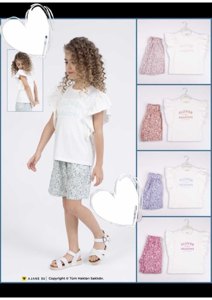 Flower Baskılı Kız Takım