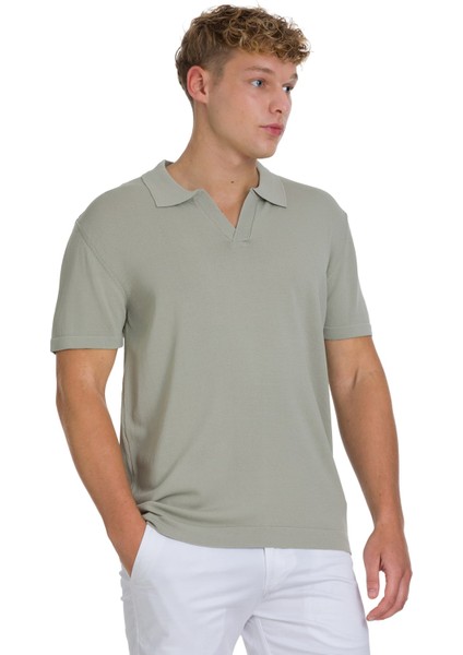 Haki Regular Fit Polo Yaka Rayon Tişört