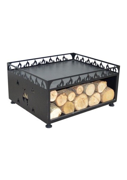 FS-106-A Alev Desenli Odunluklu Lazer Kesim 60*50 Soba Altlığı