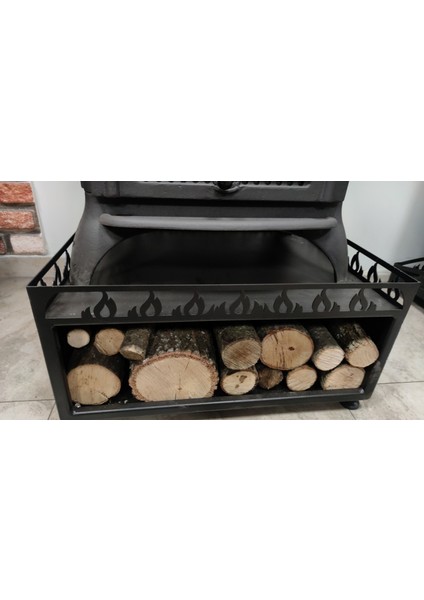 FS-106-A Alev Desenli Odunluklu Lazer Kesim 60*50 Soba Altlığı modelleri