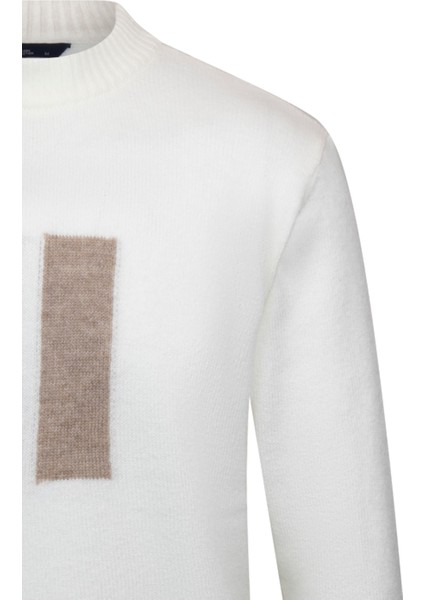 Ekru Regular Fit Çeyrek Balıkçı Yaka Triko Kazak modelleri