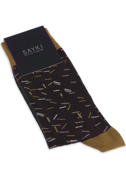 Turuncu Desenli Pamuklu Soket Çorap