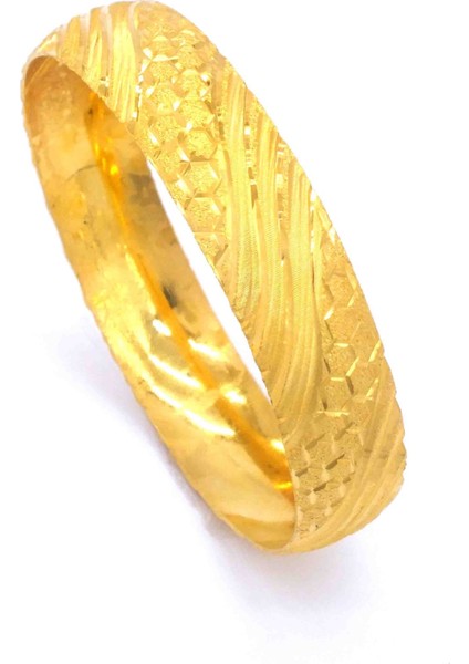 22 Ayar Altın Kaplama Desenli Bilezik 15MM Kalın BLZ-1302