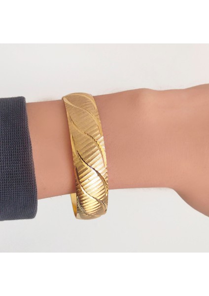 22 Ayar Altın Kaplama Kadın Bilezik 15 mm Kalınlık BLZ-1078 fiyatları