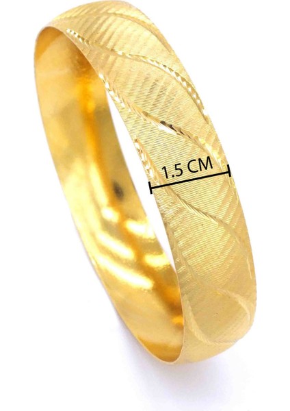 22 Ayar Altın Kaplama Kadın Bilezik 15 mm Kalınlık BLZ-1078 modelleri