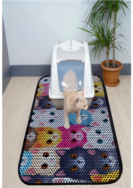 Aktunç Xxl Büyük Boy Elekli Tuvalet Önü Desenli Kedi Kumu Paspası 60X120 cm