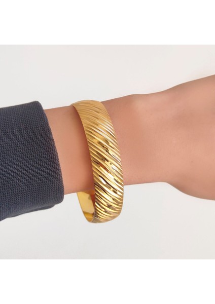 Altın Kaplama 1.5 cm Yan Cizgili Bilezik BLZ-1244 fiyatları