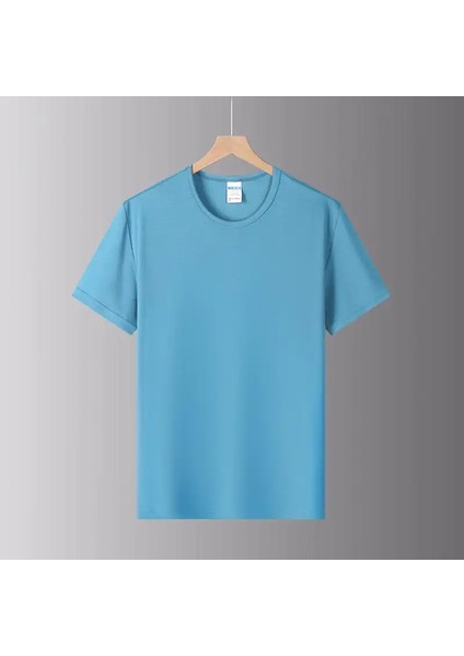 Logo ve Metin Kısa Kollu T-Shirts Orijinal Tasarım Hediyesi Tops 4xl Renk: Sky Mavisi: M Olan Erkekler ve Kadınlar Için Özel Baskılı Hızlı Kuruyan Tişörtler (Yurt Dışından)