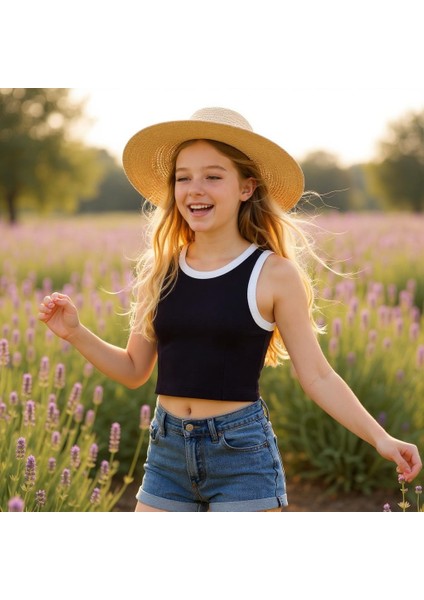 Fitilli Kız Çocuk Crop Atlet modelleri