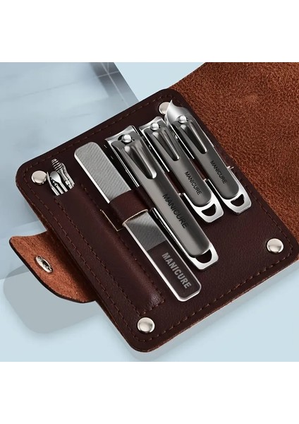 Taşınabilir Tırnak Makas Seti Manikür Seti Pedikür Kiti Paslanmaz Çelik Çivi Clippers Aracı Seyahat Seyahat Bakımı Casecolor: Kahverengi (Yurt Dışından)
