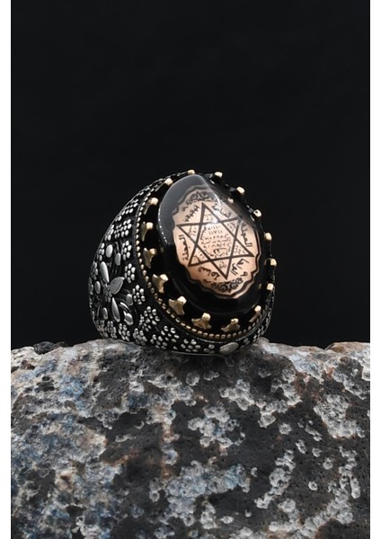 Doğal Oniks Taşlı Tesbih ve 925 Ayar Gümüş Yüzük Sıkma Kehribar Taşlı Hz. Süleyman Mührü 902062 indirimleri