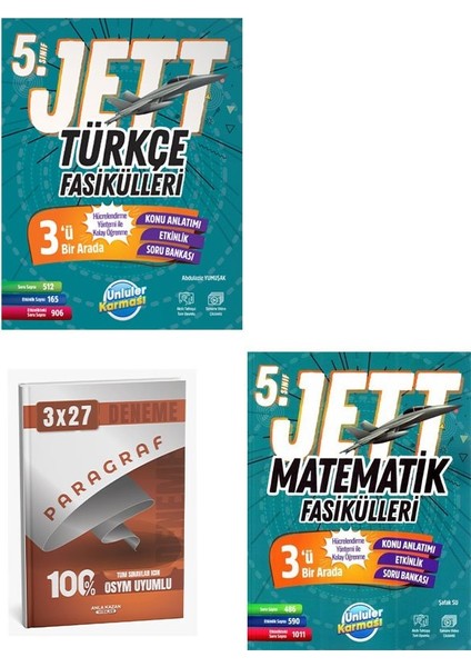 Ünlüler 2026 5. Sınıf Matematik+Türkçe Jett Fasikülleri