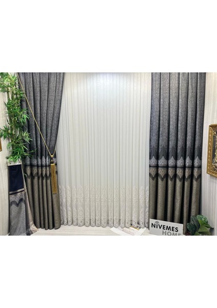 Nivemeshome Titus FJ632145 V-913 Siyah 1/3 Sık Pileli Fon Perde Apm