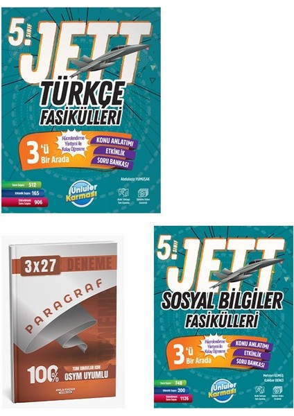 Ünlüller 2026 5.sınıf Jett Türkçe+Sosyal Bilgiler Fasiküller Set+Anla Kazan Paragraf