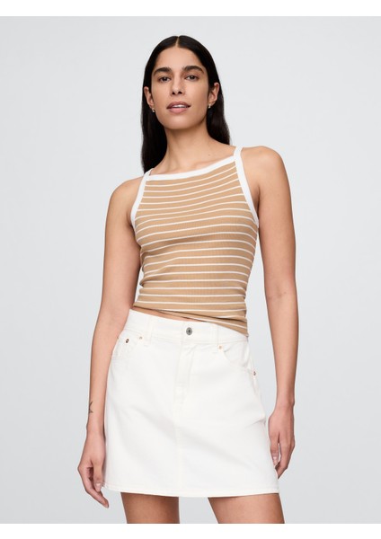 Kadın Kahverengi Halter Yaka Modern Atlet