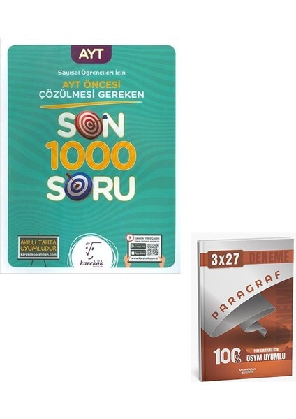Karekök 2026 Ayt Öncesi Çözülmesi Gereken Son 1000 Soru Sayısal+Anla Kazan Paragraf