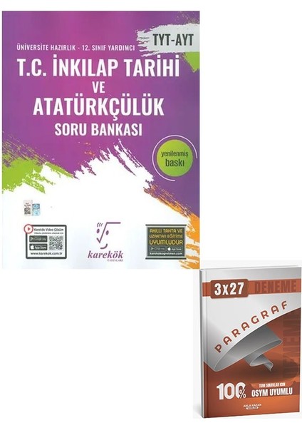 Karekök 2026 Tyt Ayt T.c Inkılap Tarihi ve Atatürkçülük Soru Bankası+Anla Kazan Paragraf