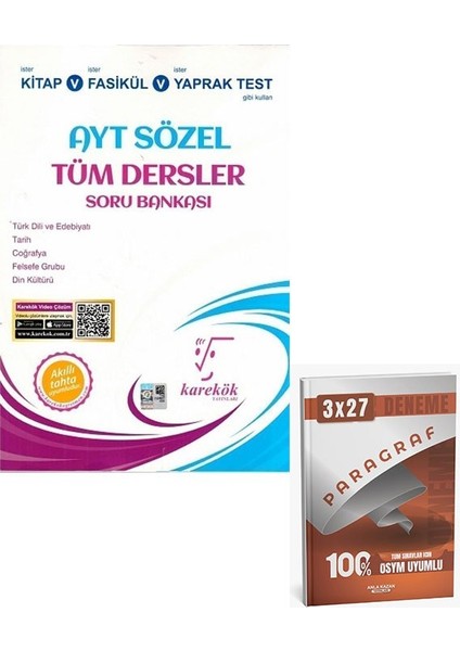 Karekök 2026 Ayt Sözel Tüm Dersler Soru Bankası+Anla Kazan Paragraf