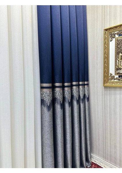 Nivemeshome Titus FJ632145 V-530 Lacivert 1/3 Sık Pileli Fon Perde Apm indirimleri