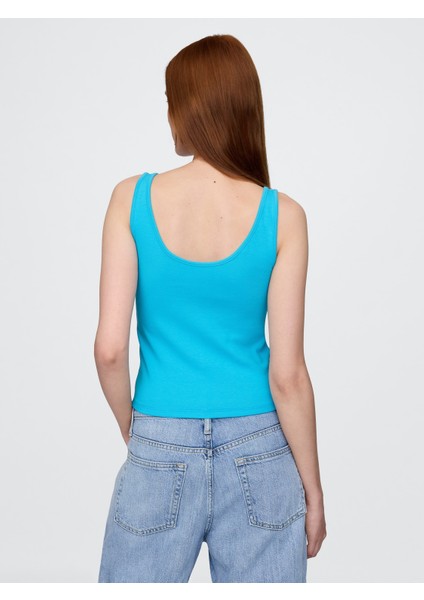 Kadın Mavi Modern Kısa Kesim Atlet modelleri