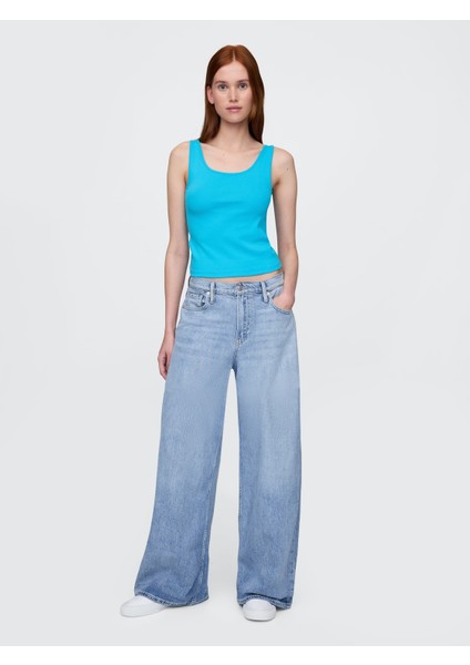 Kadın Mavi Modern Kısa Kesim Atlet fırsatları