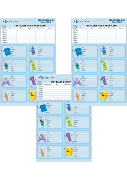 Ders Programlı Okul Etiketi 3 Sayfa