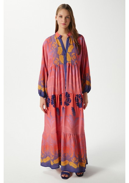 Modest Kadın Clara Pembe %100 Viskon Maksi Boy Uzun Elbise