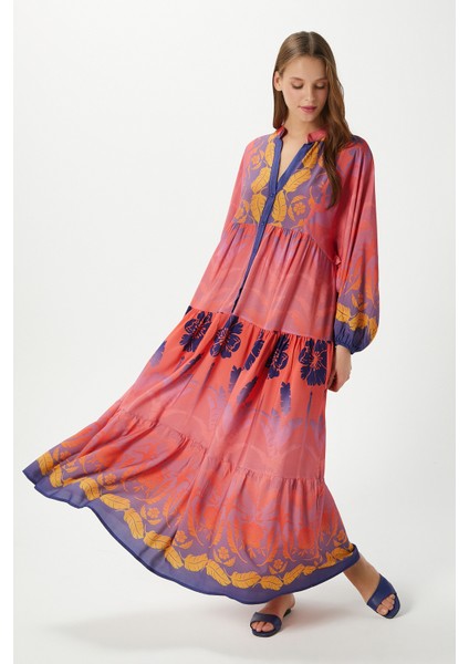 Modest Kadın Clara Pembe %100 Viskon Maksi Boy Uzun Elbise fiyatları