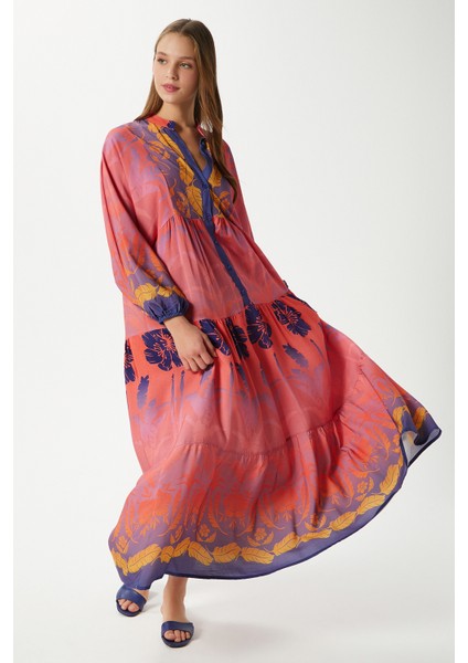 Modest Kadın Clara Pembe %100 Viskon Maksi Boy Uzun Elbise indirimleri